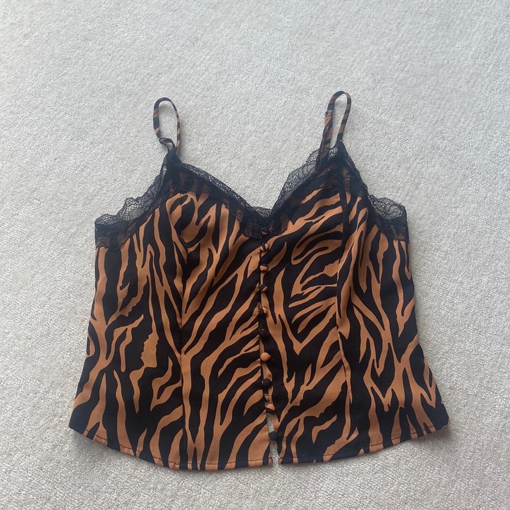 zebra lace cami top